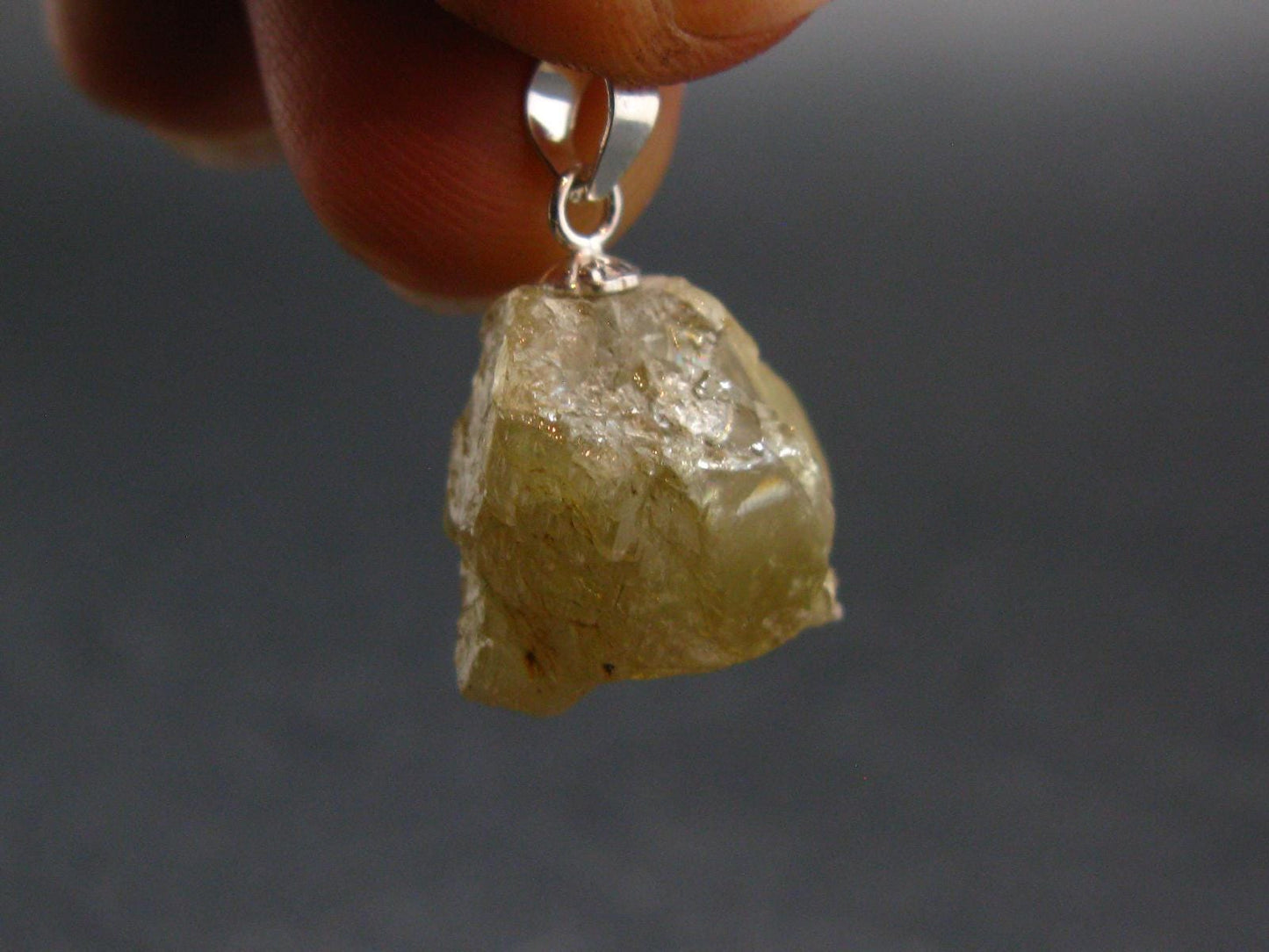 Rare Titanite Sphene Crystal Silver Pendant From Tanzania - 0.7" - 3.66 Grams