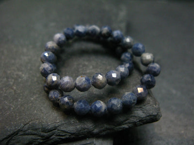 Blue Sapphire Genuine Bracelet ~ 7 Inches ~ 4mm Round Facetted Beads