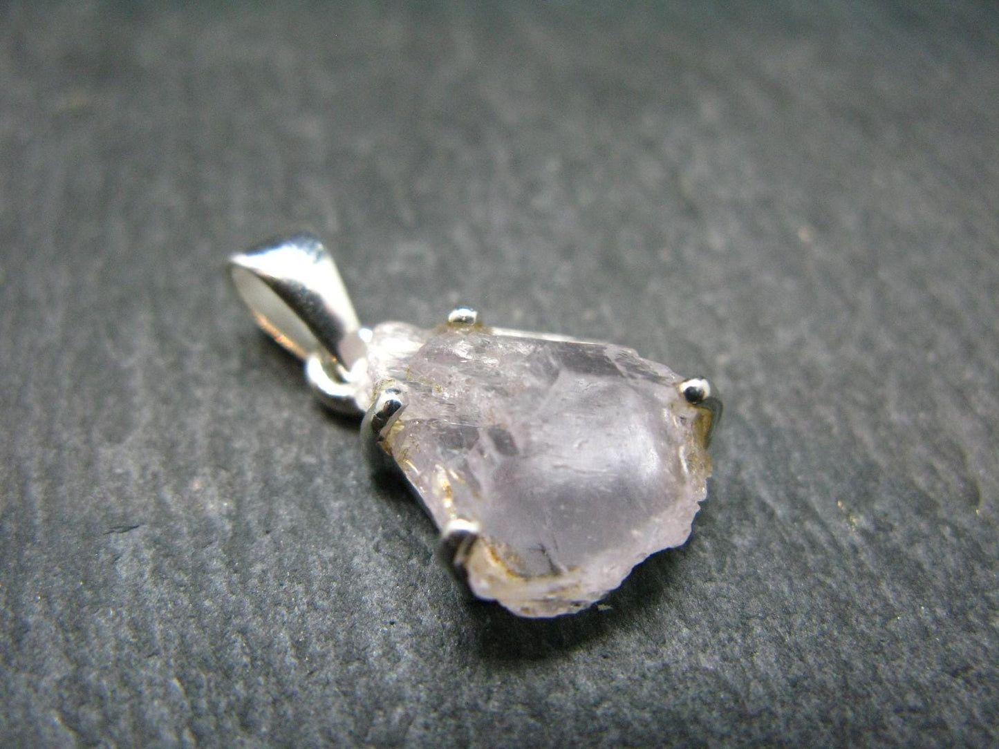 Gem Kunzite Spodumene Pendant in SS From Brazil - 1.0" - 2.33 Grams