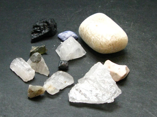 Synergy 12 Set Phenakite Moldavite Natrolite Petalite Danburite Tektite Scolecite Herderite Tanzanite Brookite 47.56 Gr