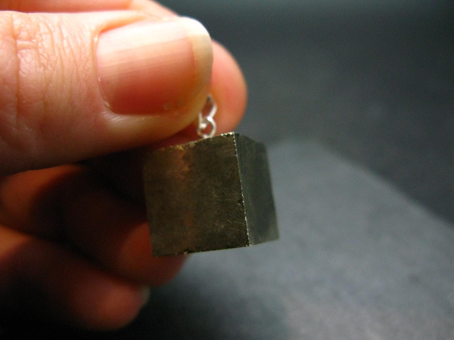Perfect Pyrite Cube Silver Pendant from Spain - 0.8"