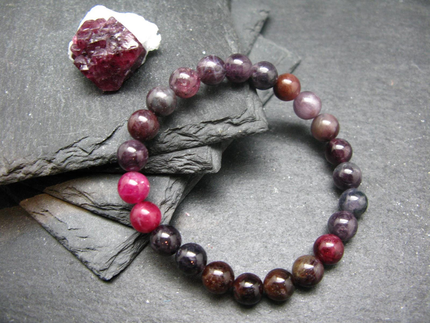 Gem Spinel Genuine Bracelet ~ 7 Inches ~ 8mm Round Beads