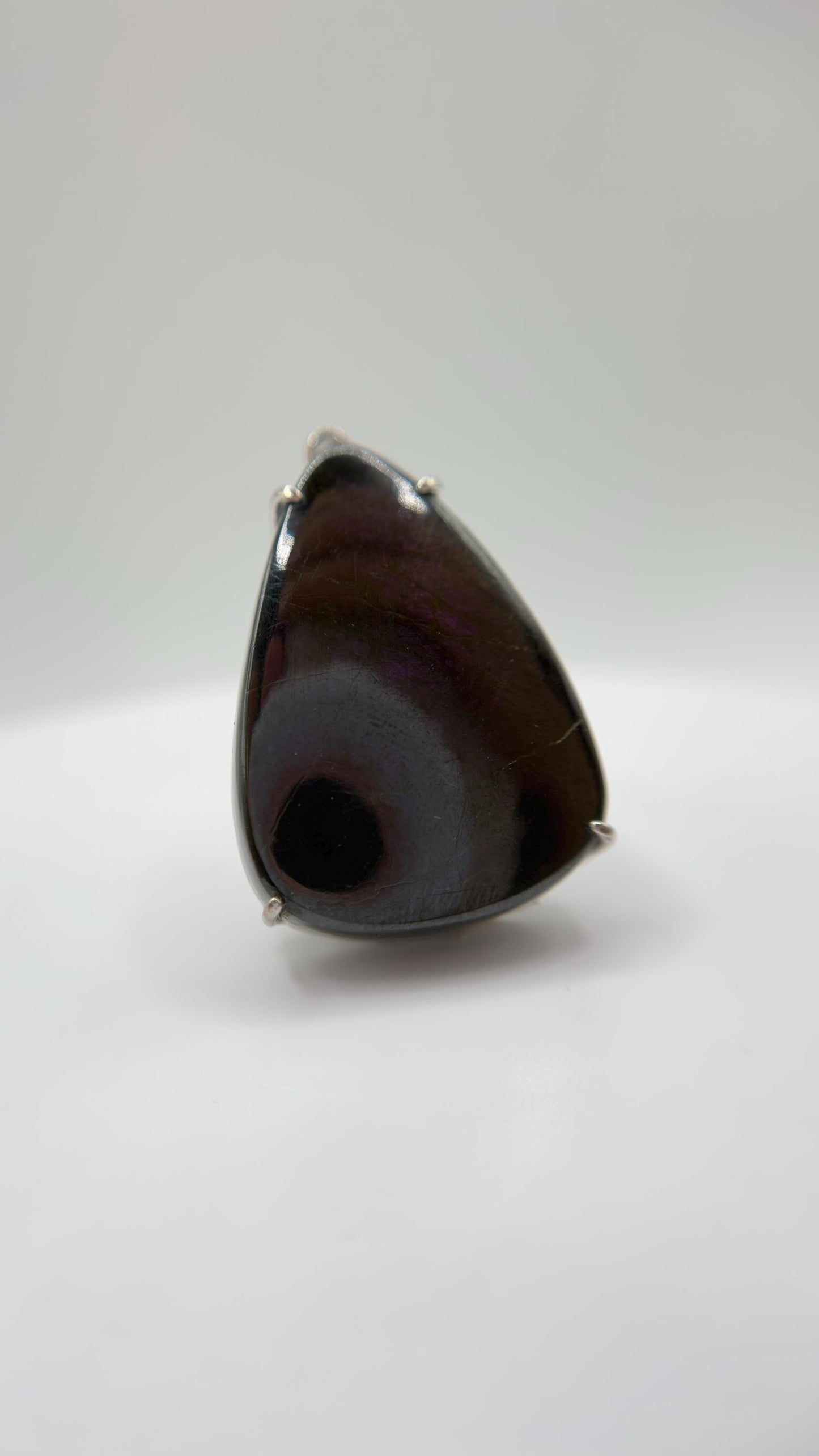 Purpurite Pendant Purple Gemstone Silver Necklace Natural Stone Minimalist Jewelry Gift