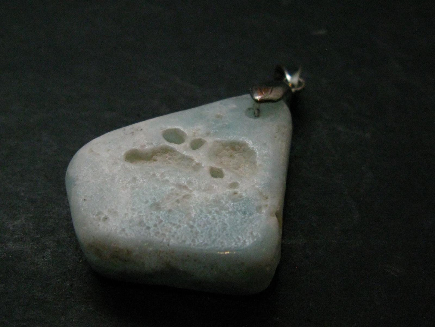 Blue Hemimorphite Silver Pendant From China - 1.9"