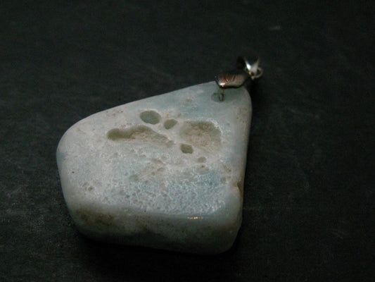 Blue Hemimorphite Silver Pendant From China - 1.9"