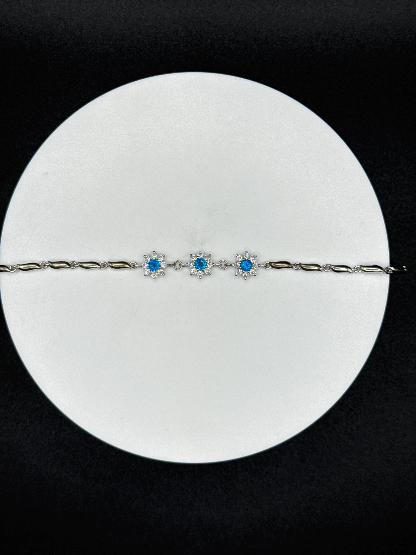 Apatite Silver Bracelet | Blue Crystal Jewelry