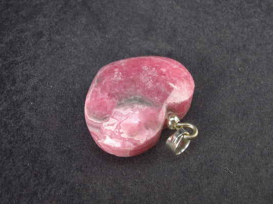 Rhodochrosite Heart Silver Pendant from Alma Colorado - 1.2" - 12.1 Grams