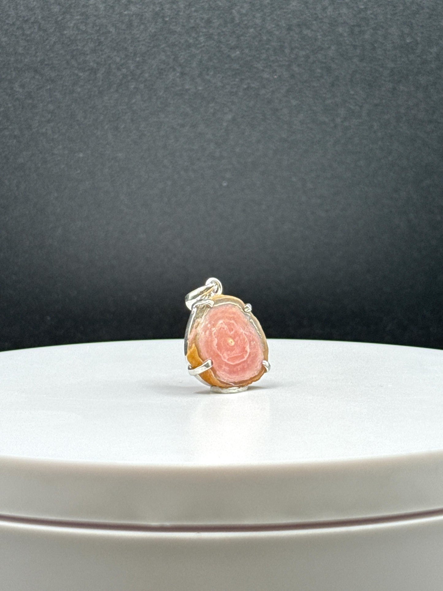 Natural Rhodochrosite Pendant in Sterling Silver | Pink Crystal Necklace Charm | Jewelry Gift