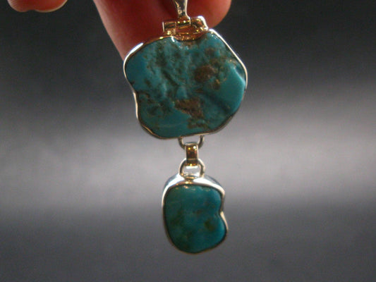 Turquoise Silver Pendant - 2.3" - 10.09 Grams