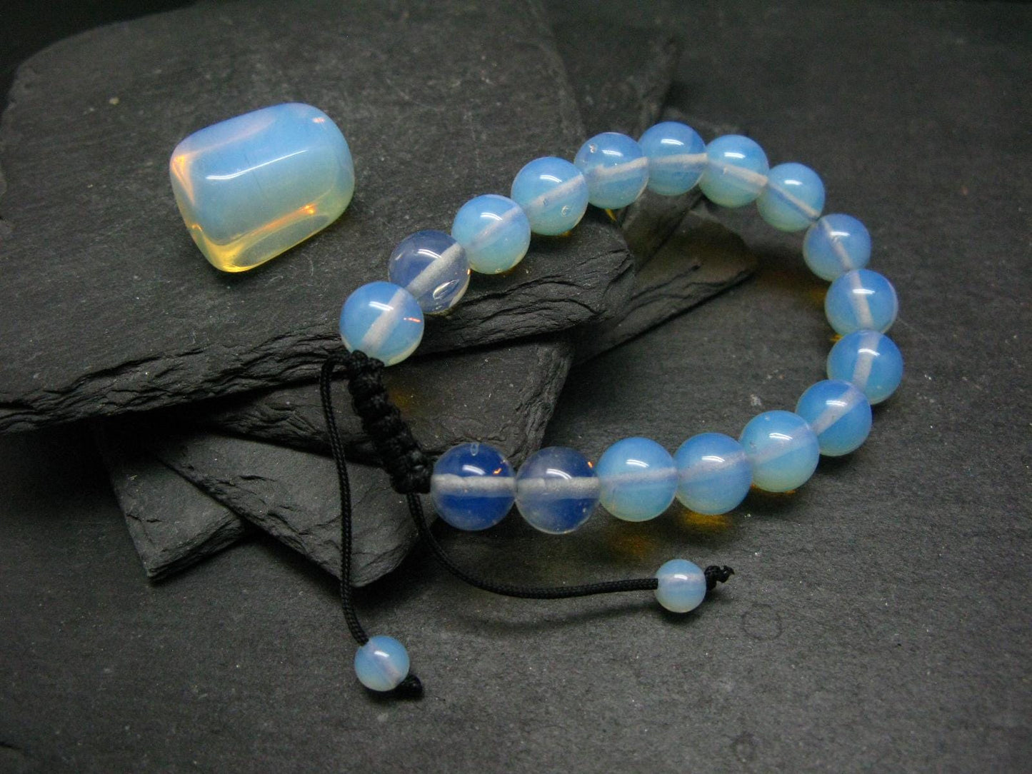 Opalite Genuine Bracelet ~ 7 Inches ~ 10mm Round Beads - w/ Drawstring