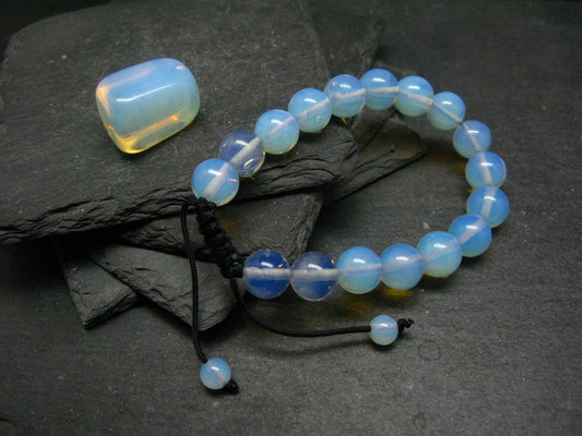 Opalite Genuine Bracelet ~ 7 Inches ~ 10mm Round Beads - w/ Drawstring