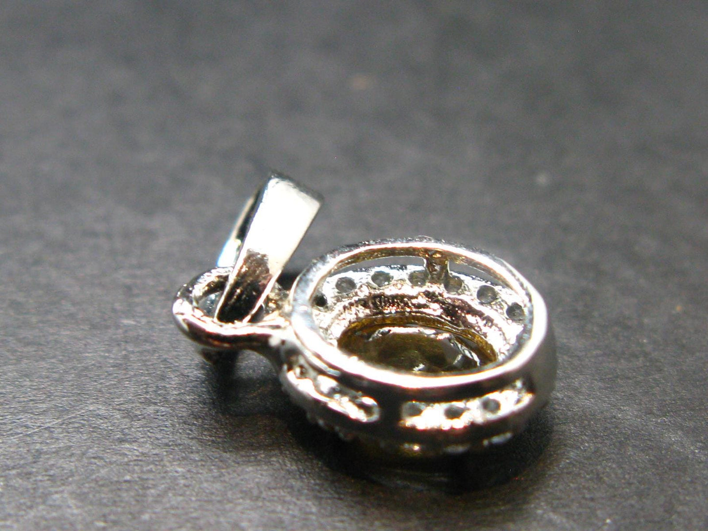 Yellow Citrine Gem Facetted Sterling Silver Pendant From Brazil With CZ - 0.7" - 1.20 Grams