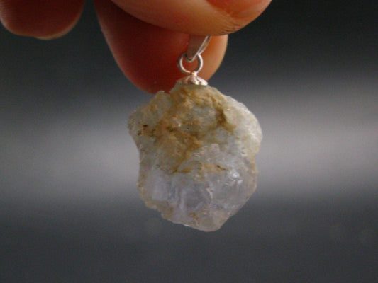 Gray Herderite Silver Pendant from Africa - 1.0" - 3.88 Grams