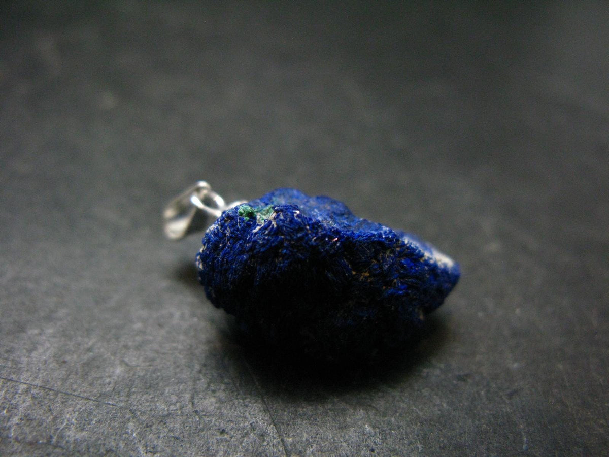 Azurite Nodule Crystal Sterling Silver Pendant from Russia - 1.0" - 4.26 Grams