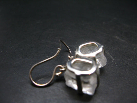 Clear Petalite Crystal Silver Earrings from Brazil - 1.0" - 7.61 Grams