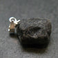 Apache Tear Obsidian Crystal Silver Pendant From Mexico - 0.8" - 2.17 Grams