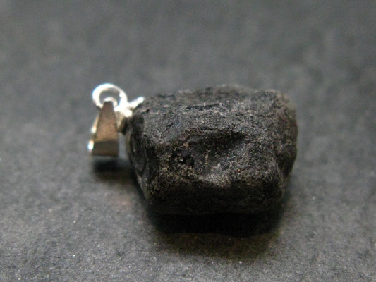 Apache Tear Obsidian Crystal Silver Pendant From Mexico - 0.8" - 2.17 Grams