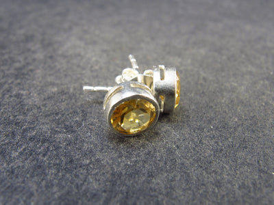 Stone of Success!! Natural Faceted Golden Yellow Citrine Sterling Silver Stud Earrings - 1.50 Grams