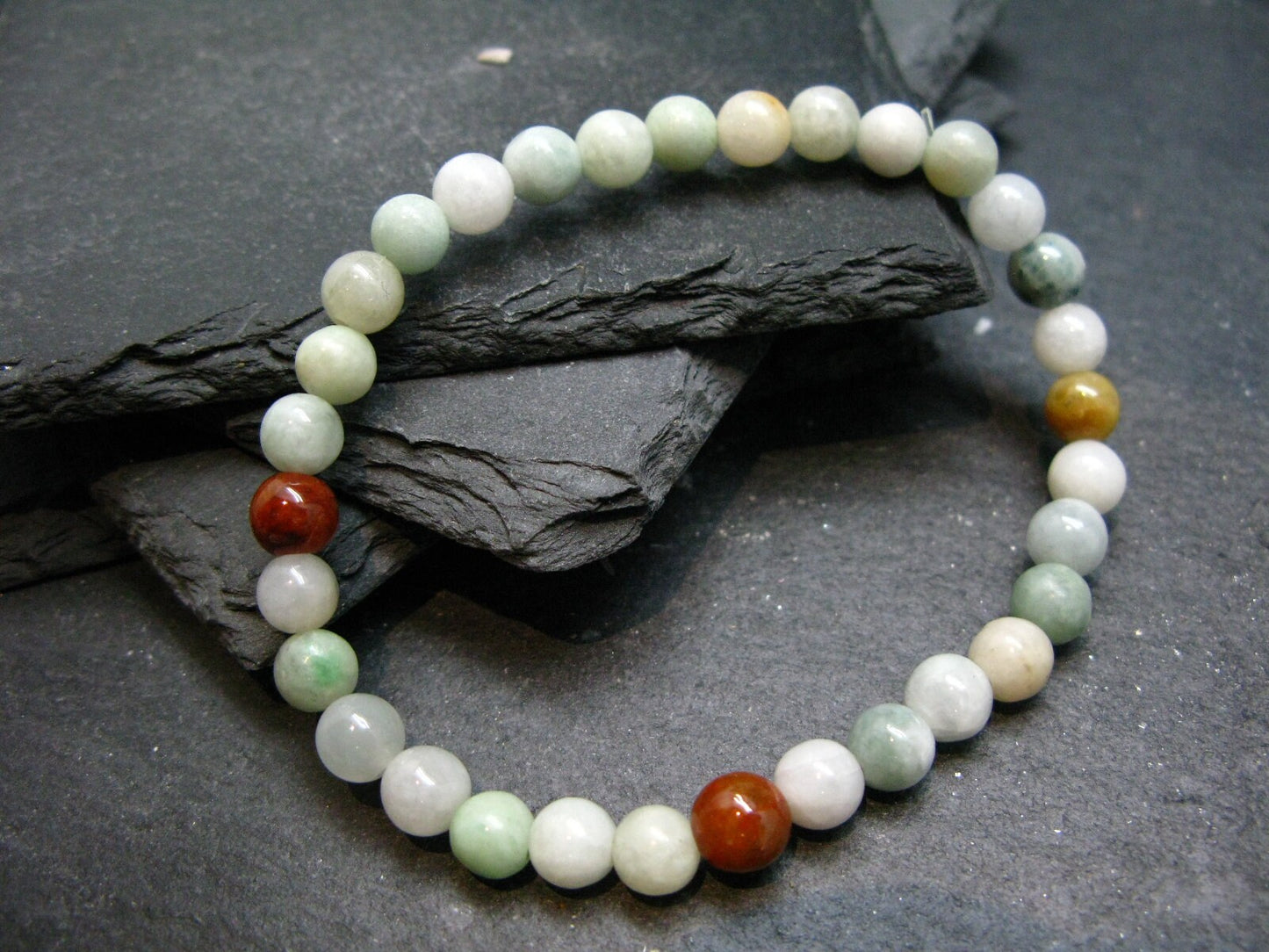 Jade Jadeite Genuine Bracelet ~ 7 Inches ~ 6mm Round Beads