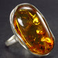 Natural Cognac Color Baltic Amber 925 Silver Ring - Size Adjustable