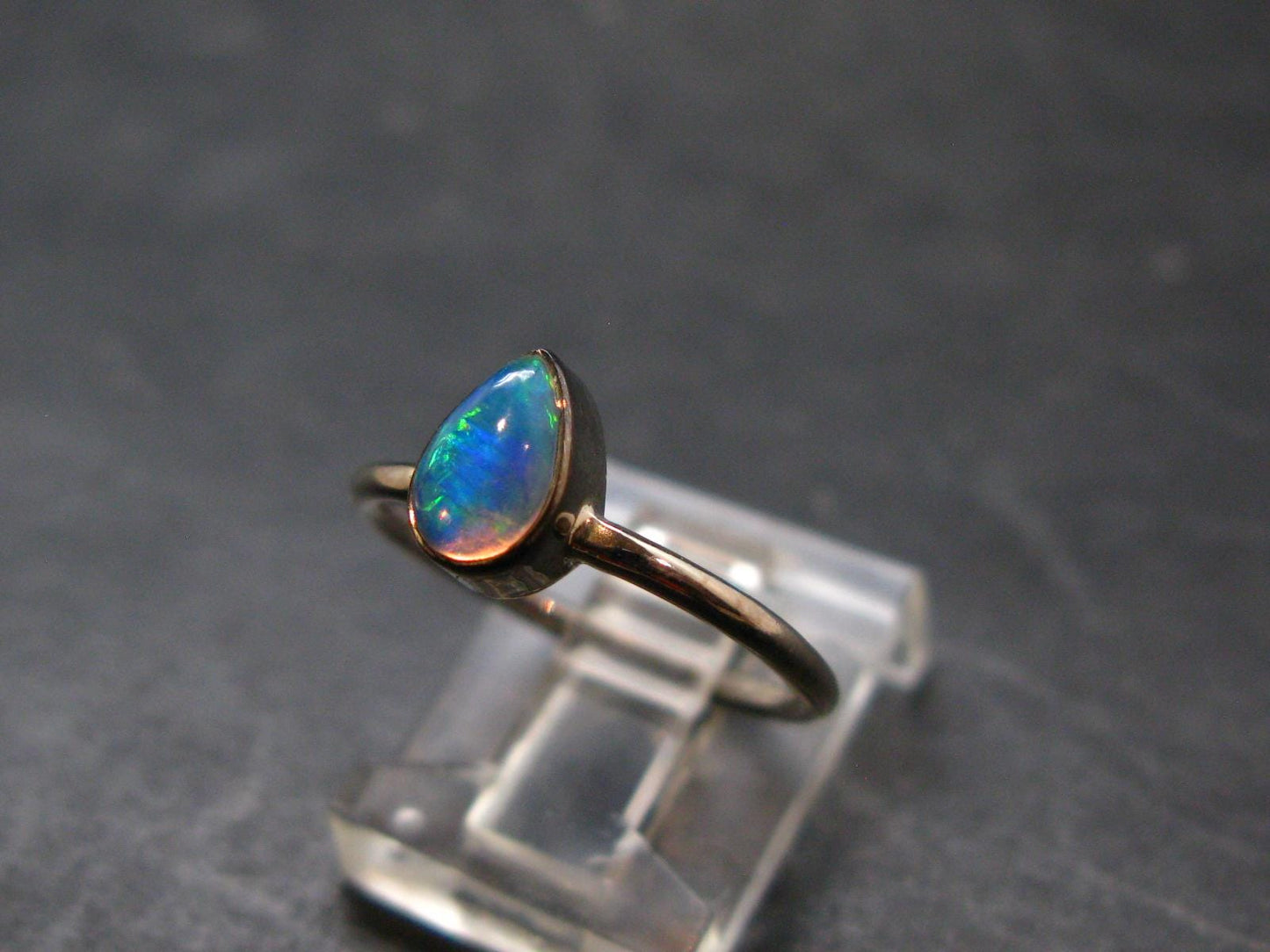 Natural Cabochon Opal 925 Sterling Silver Ring from Ethiopia - 1.48 Grams - Size 6