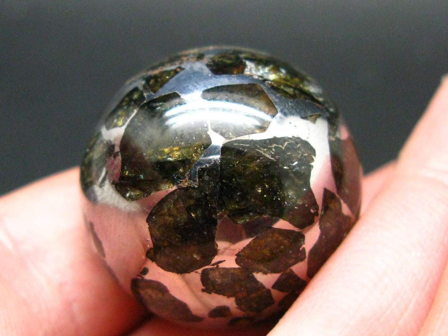 Large Seymchan Meteorite Pallasite Olivine Sphere Ball From Russia - 1.1" - 51.19 Grams