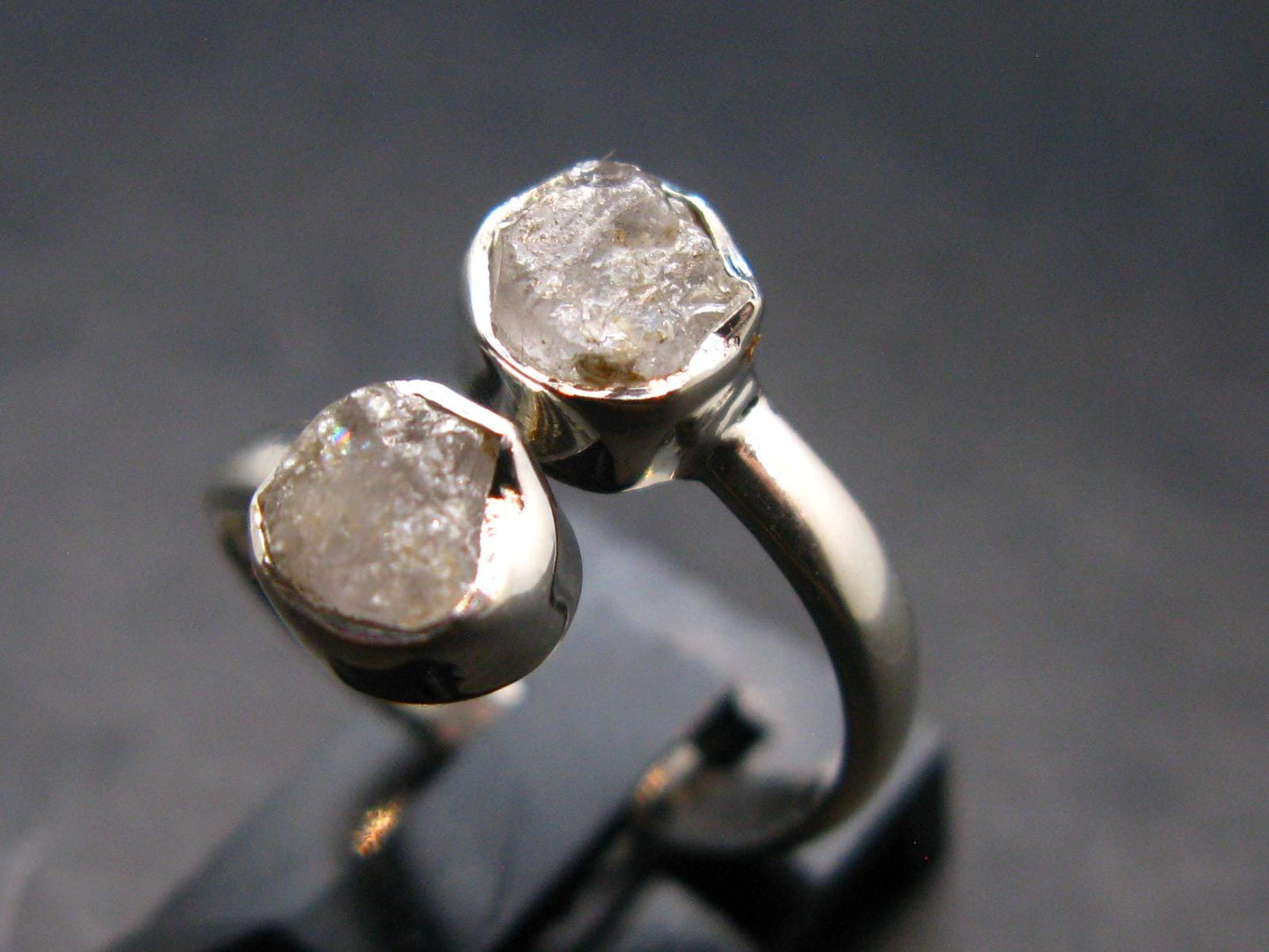 Gray Herderite Silver Ring from Africa - Size 5 - 2.10 Grams