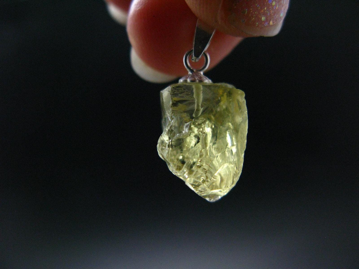 Heliodor (Yellow Beryl) Crystal Silver Pendant From Brazil - 0.8" - 1.88 Grams
