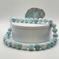 Larimar Beaded Necklace Blue Gemstone Jewelry Ocean Stone Necklace Gift