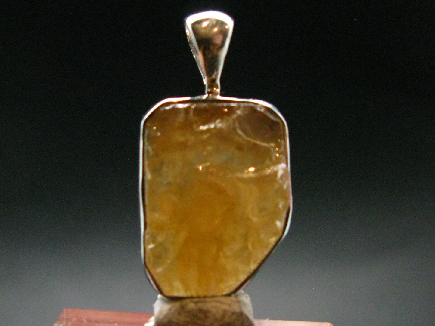 Large Natural Agni Gold Danburite Sterling Silver Pendant from Tanzania - 1.1" - 3.63 Grams