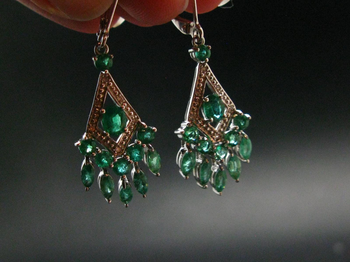 Gem Emerald Faceted Silver Earrings From Colombia - 4.77 Grams Total