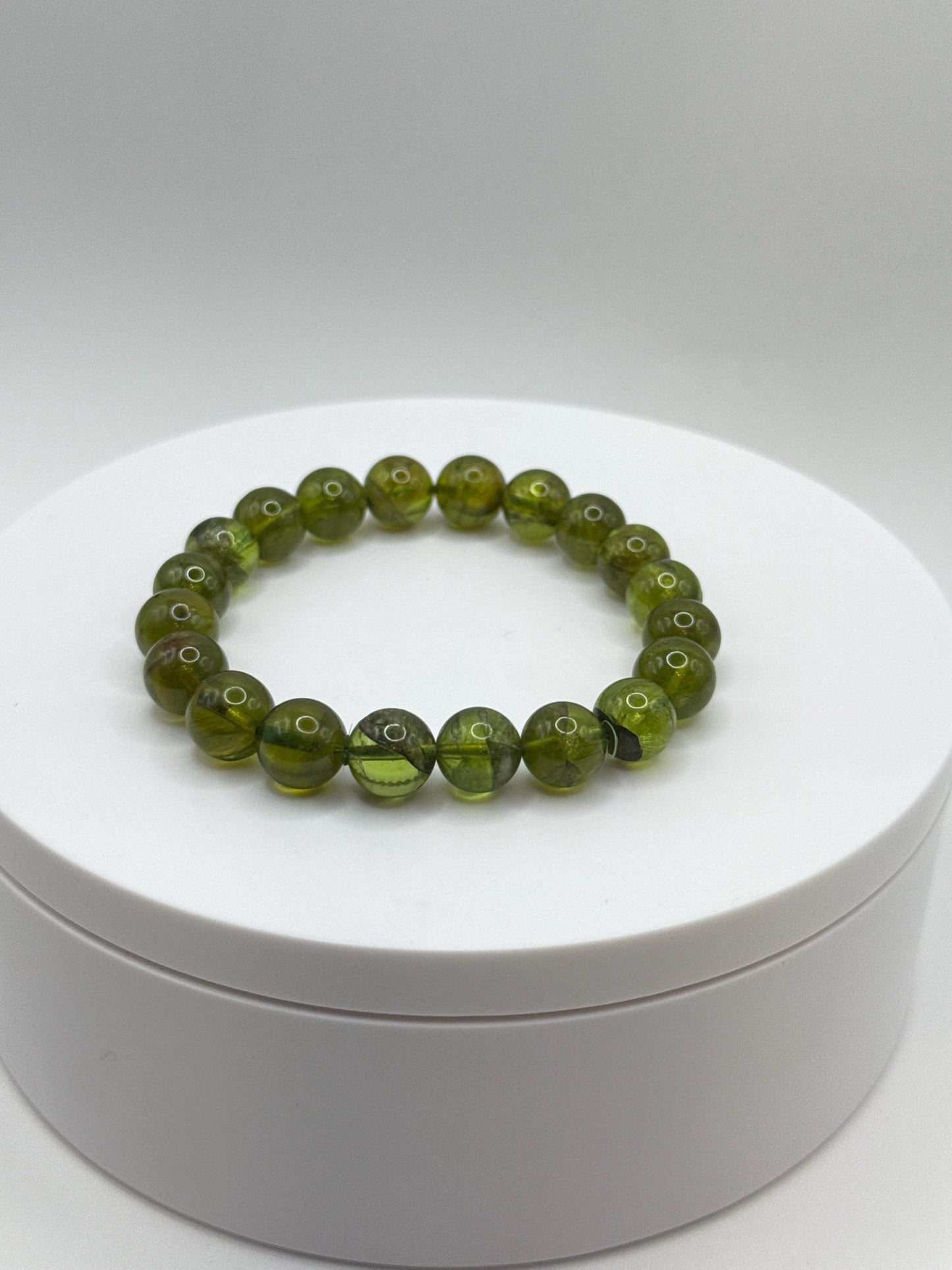 Green Peridot Beaded Bracelet | August Birthstone, Healing Crystal