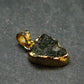 Moldavite Tektite Gold Plated Silver Pendant from Czech Republic - 0.8" - 0.97 Grams