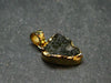 Moldavite Tektite Gold Plated Silver Pendant from Czech Republic - 0.8" - 0.97 Grams