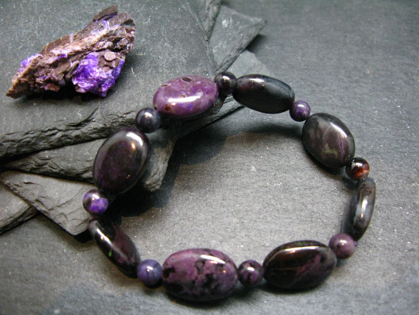 Sugilite Genuine Bracelet ~ 7 Inches ~ 16mm Oval Beads