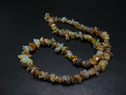 Gem Precious Opal Beads Necklace from Ethiopia - 18.5" - 24 Grams
