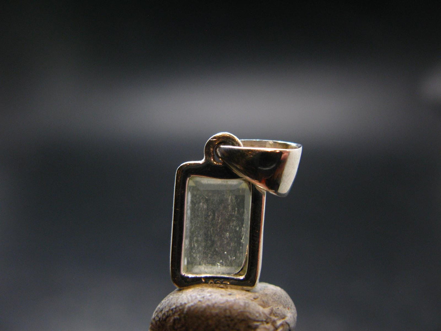 Gem Libyan Desert Glass Tektite Faceted Pendant Sterling Silver from Libya - 0.9" - 2.94 Grams