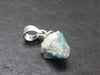 Rare Raw Blue Euclase Gem Crystal Silver Pendant from Zimbabwe - 0.5" - 0.57 Grams