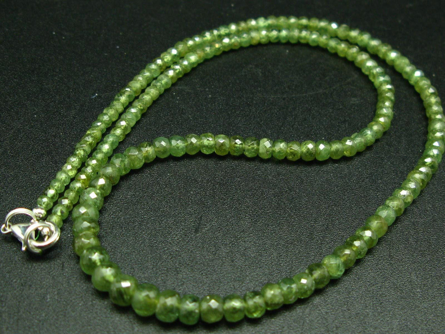Gem Demantoid Green Garnet Necklace Beads - 18"