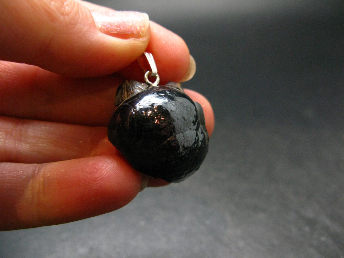 Bubble Hematite Silver Pendant from Morocco - 1.2" - 11.23 Grams