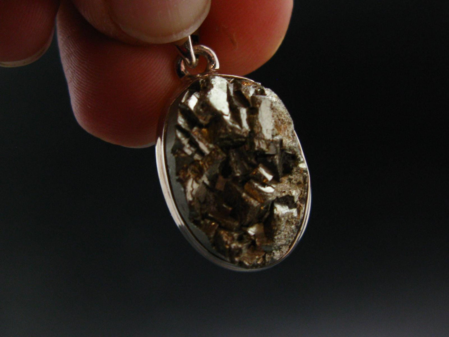 Pyrite Silver Pendant From Peru - 8.96 Grams - 1.2"