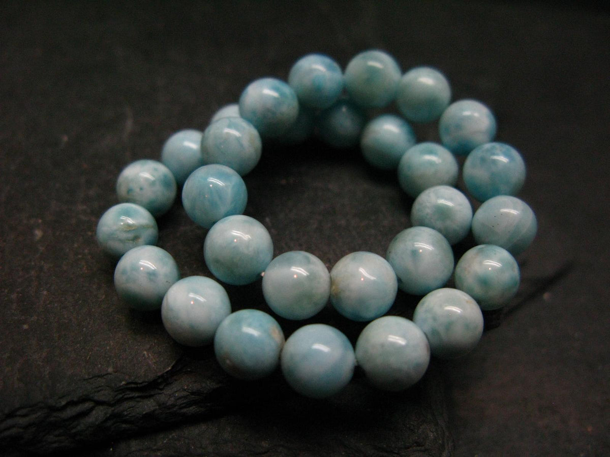 Larimar Genuine Bracelet ~ 7 Inches ~ 6mm Round Beads