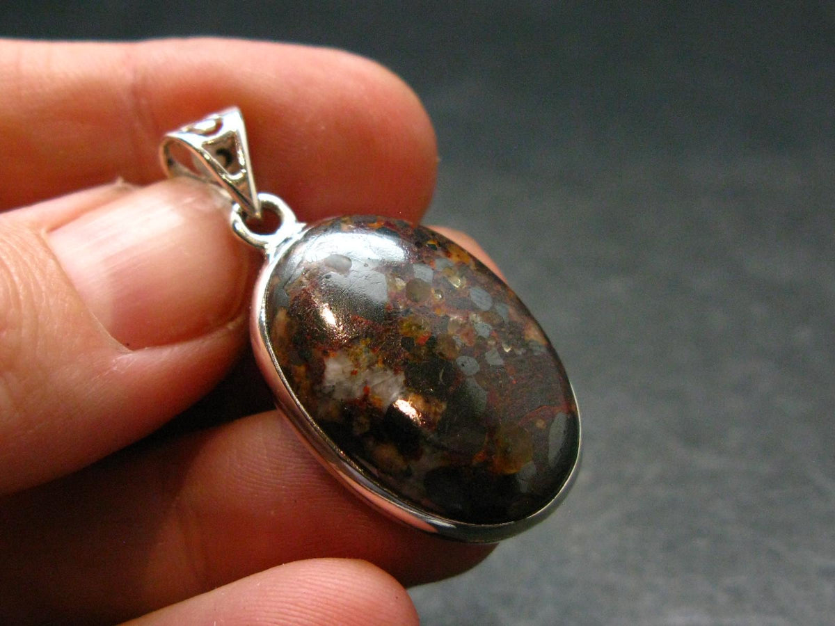 Zincite Franklinite Willemite Silver Pendant From USA - 1.4" - 7.43 Grams