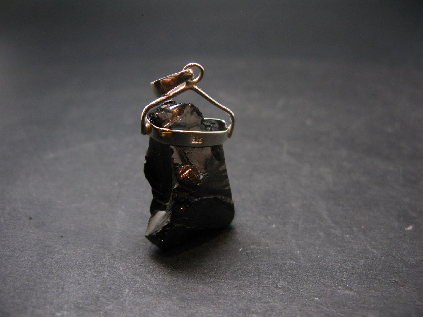 Unpolished Elite Shungite Silver Pendant from Russia - 1.5" - 5.76 Grams