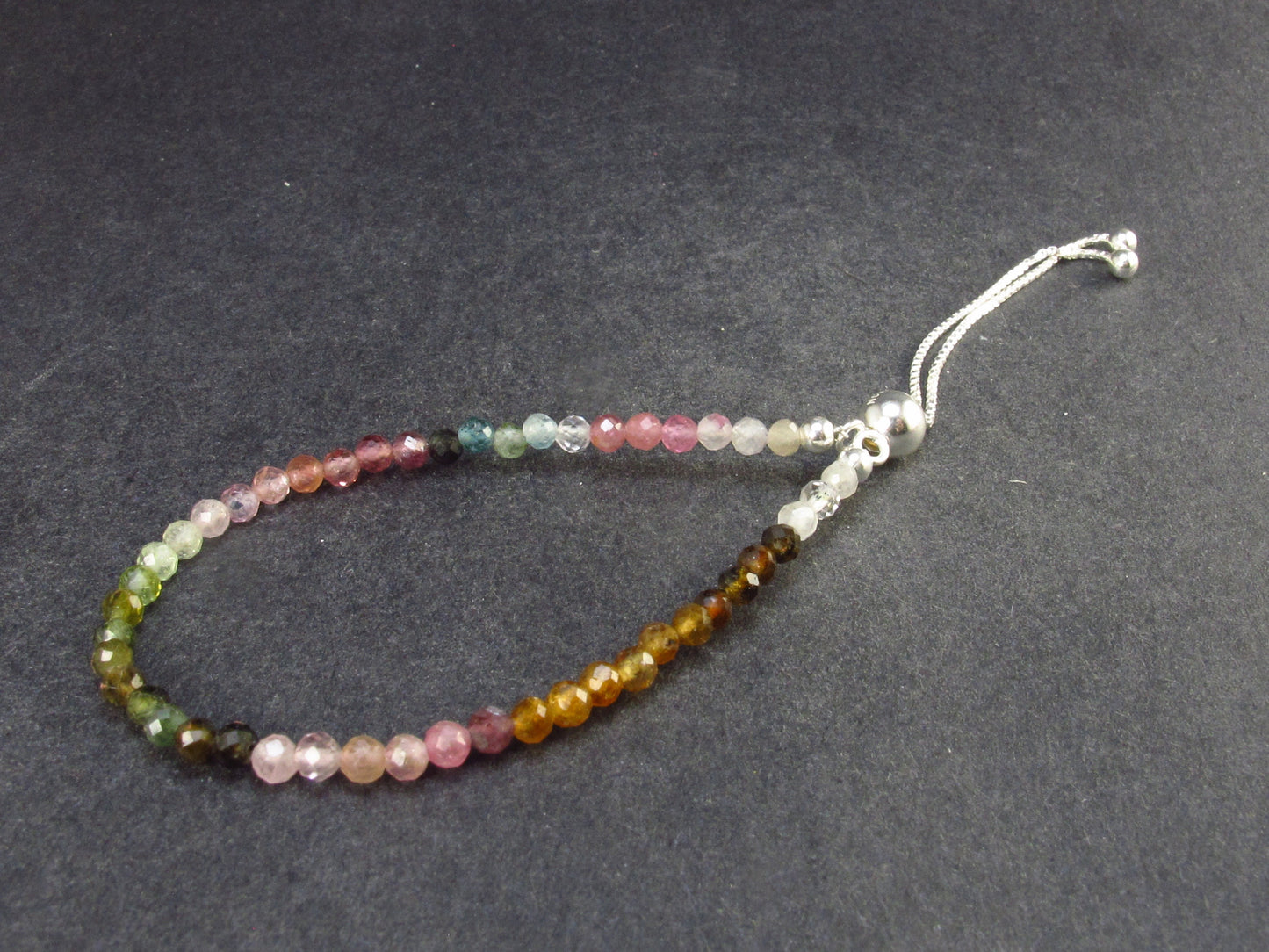 Watermelon Tourmaline Silver Bracelet From Brazil - Size Adjustable - 2.84 Grams