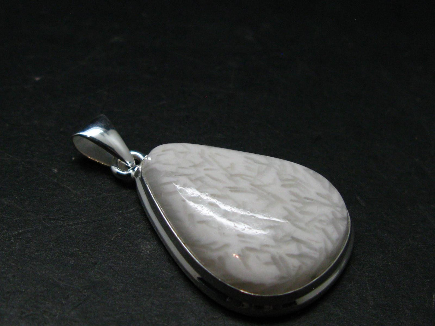 Scolecite Silver Plated Pendant From India - 1.6" - 6.87 Grams