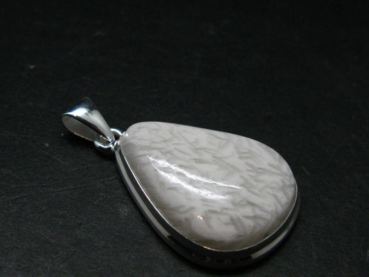 Scolecite Silver Plated Pendant From India - 1.6" - 6.87 Grams