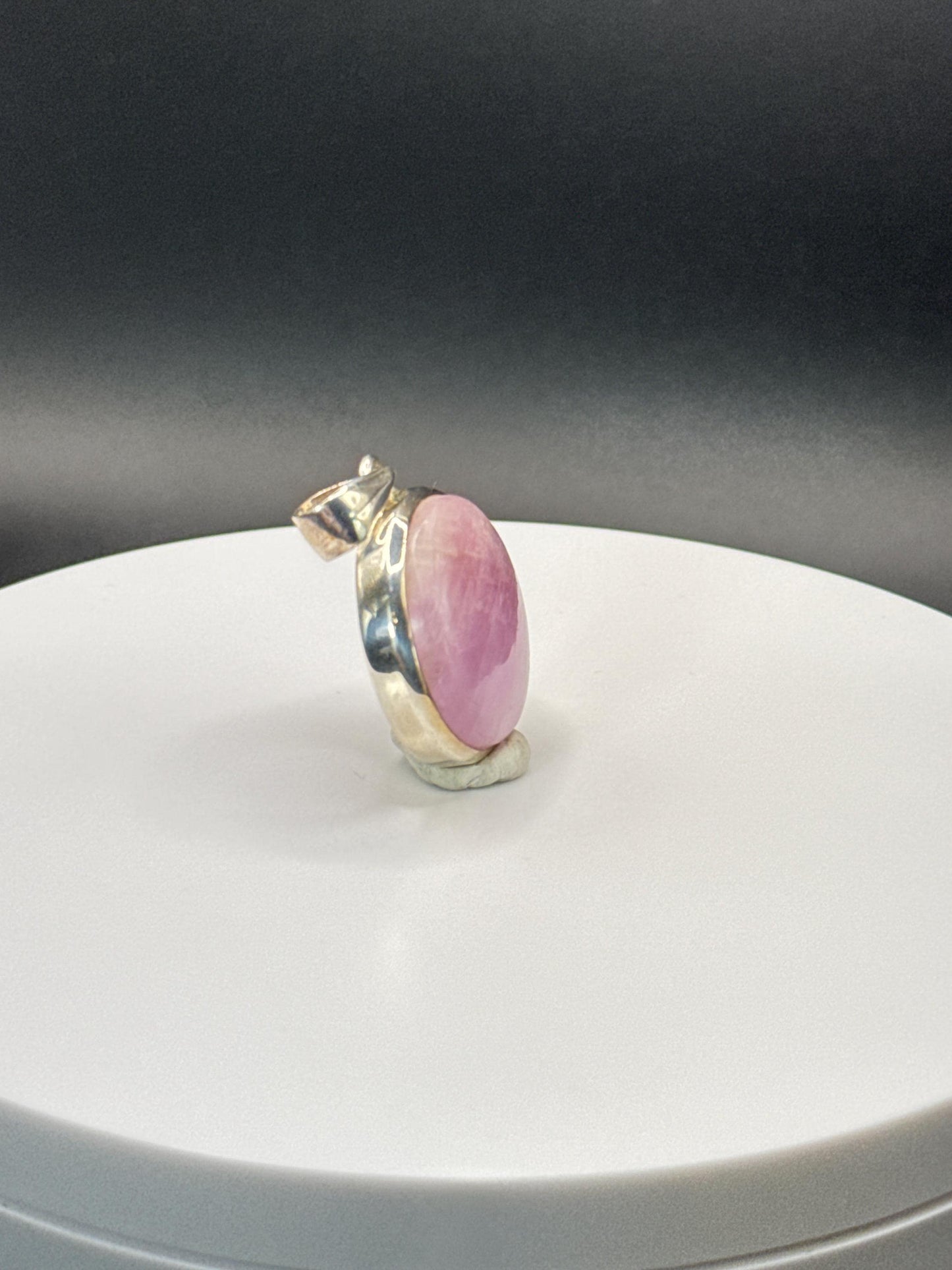 Round Pink Kunzite Silver Charm | Soft Lavender Crystal Jewelry