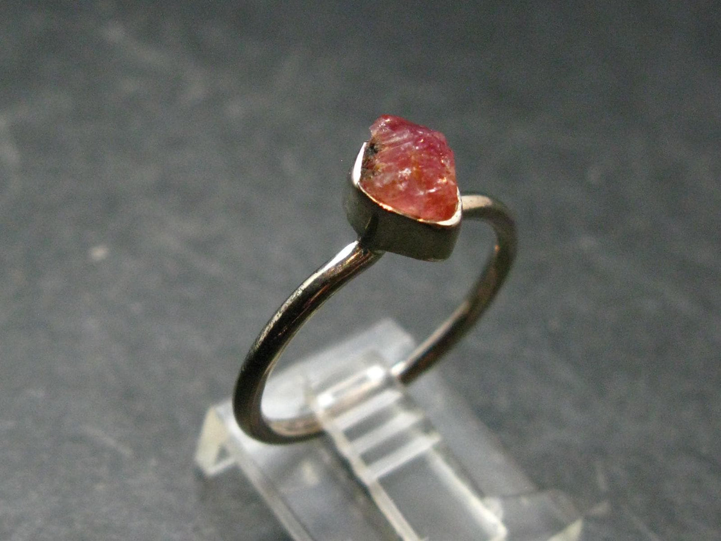 Pezzottaite Crystal Silver Ring From Madagascar - Size 8 - 2.08 Grams
