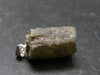 Extremely Rare Raw Gem Green Kornerupine Silver Pendant Crystal From Tanzania - 5.09 Grams - 1.0"
